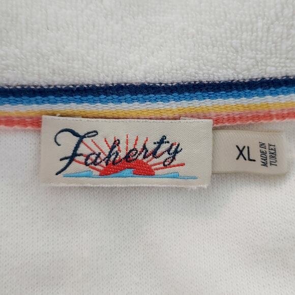 Faherty White Terry Cloth Short Sleeve Button Up Size XL - Picture 11 of 12